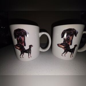 Source Unknown Black and White Dobermam Design Mug Set